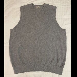 Vintage LL Bean Grey Sweater Vest Cashmere Cotton Blend Size XL EUC Golf Tennis